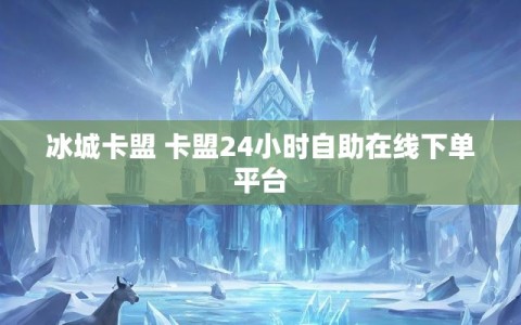 冰城卡盟 卡盟24小时自助在线下单平台
