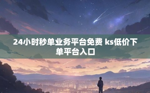 24小时秒单业务平台免费 ks低价下单平台入口