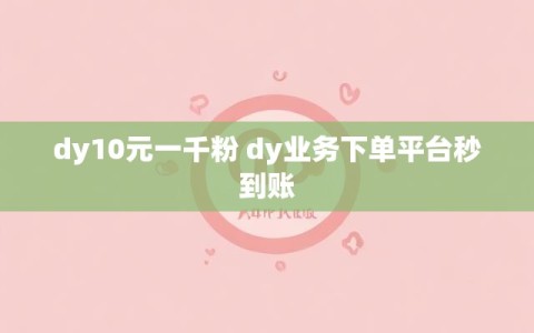 dy10元一千粉 dy业务下单平台秒到账
