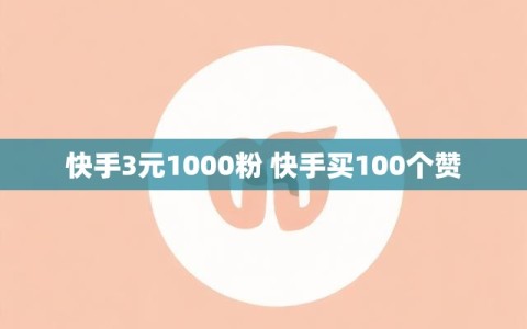 快手3元1000粉 快手买100个赞