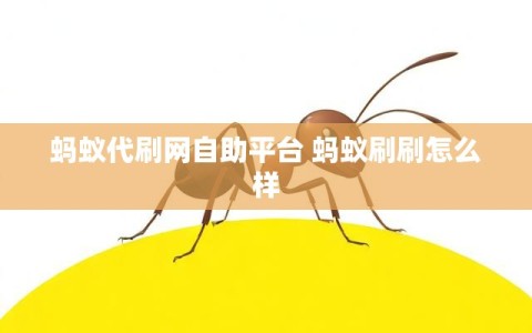 蚂蚁代刷网自助平台 蚂蚁刷刷怎么样
