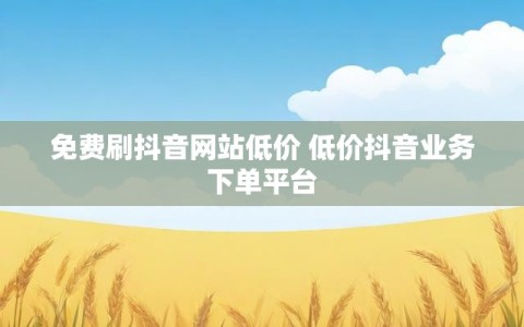 免费刷抖音网站低价 低价抖音业务下单平台