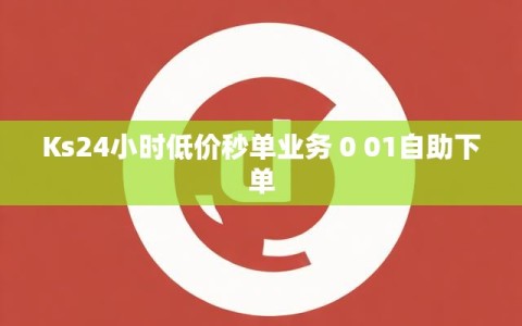Ks24小时低价秒单业务 0 01自助下单