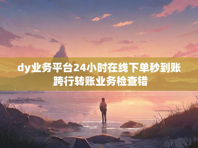 dy业务平台24小时在线下单秒到账 跨行转账业务检查错